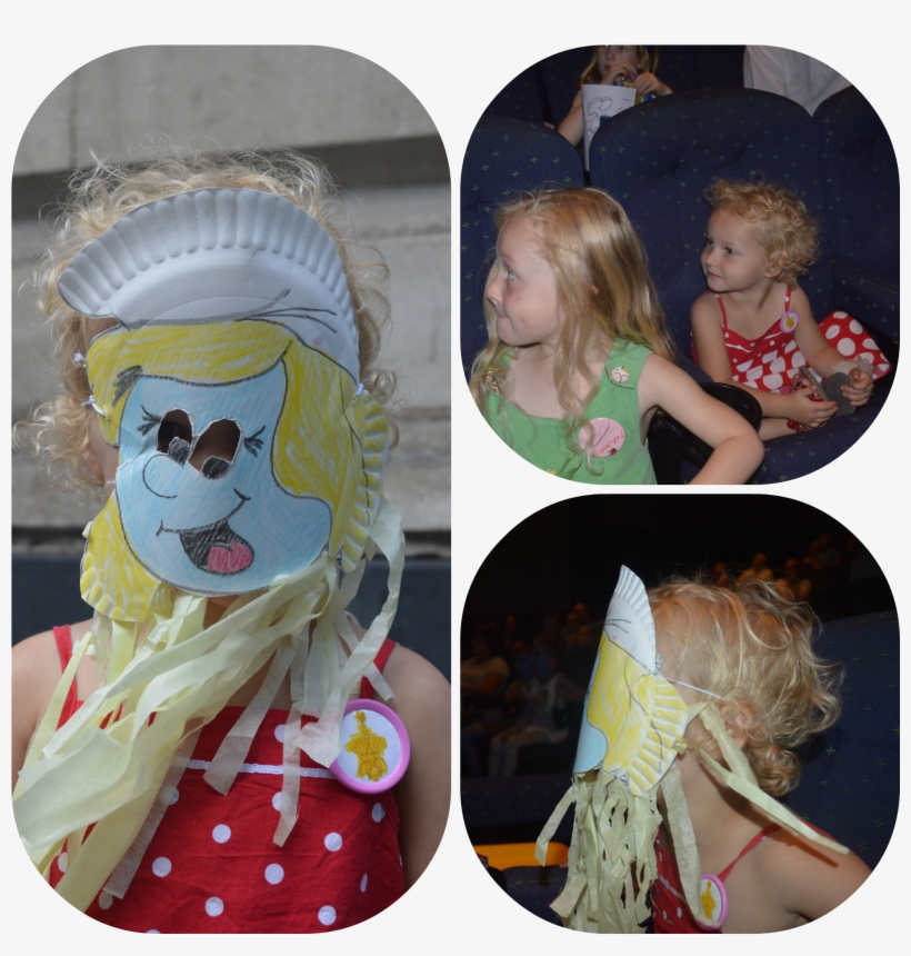 Arriving At The Cinema In Our Home Made Smurfette Mask - Girl, transparent png
