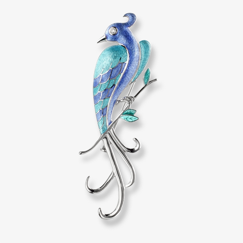 Nicole Barr Designs Sterling Silver Lyre Bird Brooch - 925 Sterling Silver Diamond Hand Crafted Enamelled, transparent png