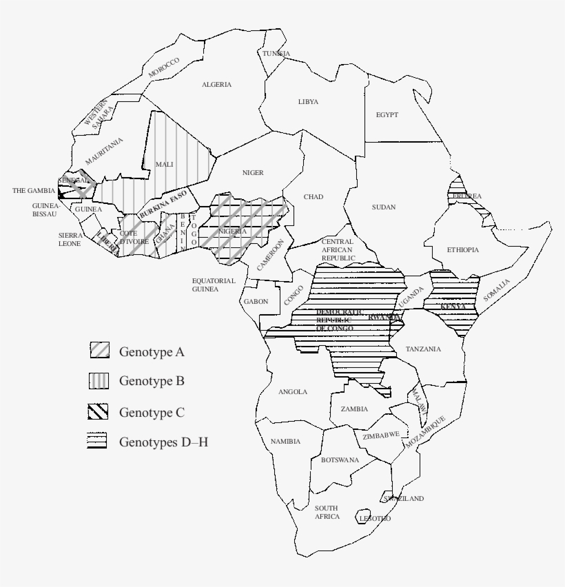 Map Of Africa Indicating Genotype Distribution Of Sat-2 - Diagram, transparent png