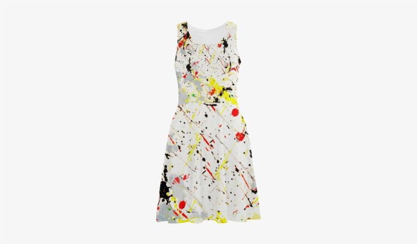 Yellow & Black Paint Splatter Atalanta Sundress - Day Dress, transparent png