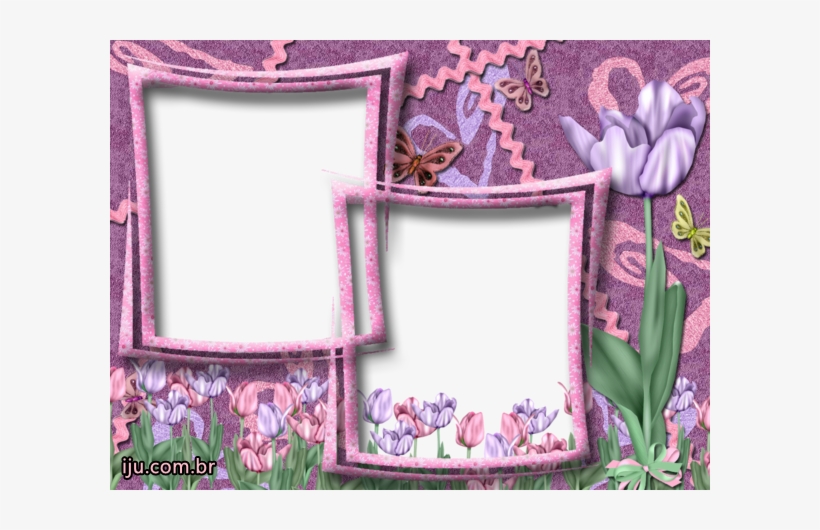 Moldura Para 2 Fotos Flores - Moldura Duas Fotos Png 2, transparent png