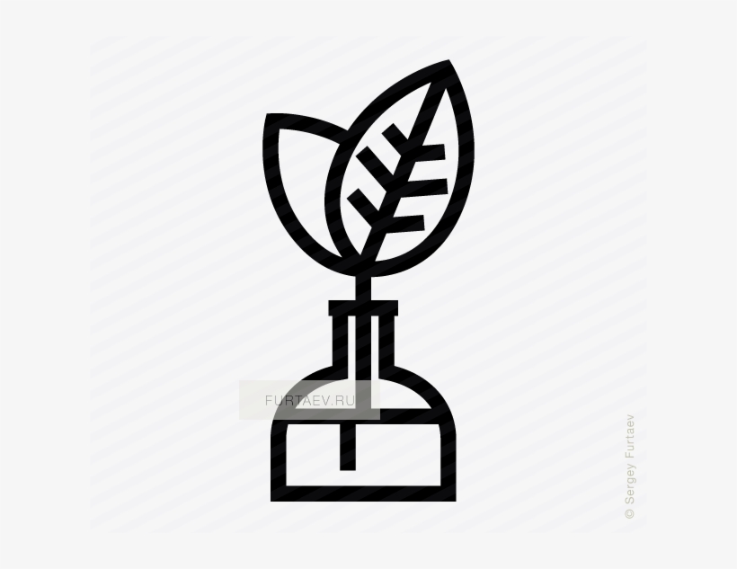Vector Icon Of Growing Up Young Leaves In Glass Flower - Vector Graphics, transparent png