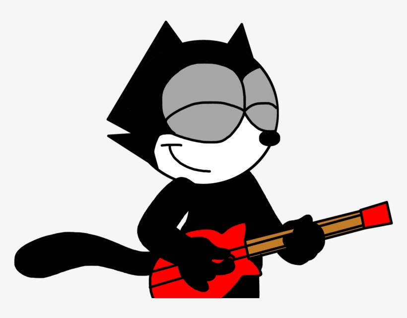 Felix Playing A Guitar - Cat Playing Guitar Cartoon, transparent png