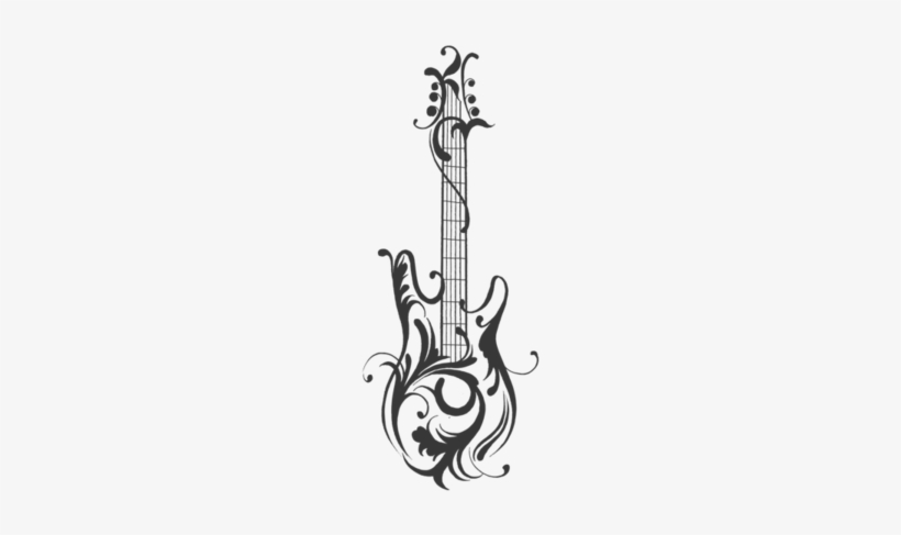 Our Floral Guitar Wall Decal Is Rocking For Any Music - Abstract Guitar, transparent png