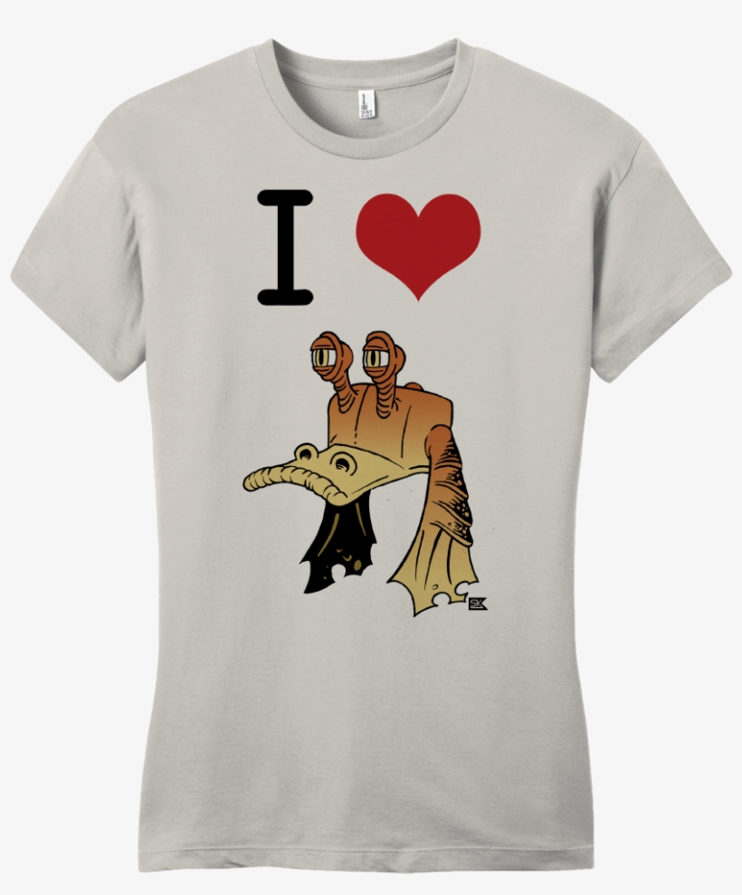 Girly Light Grey Starkid Ani I Heart Jar Jar T-shirt - Starkid Productions, transparent png
