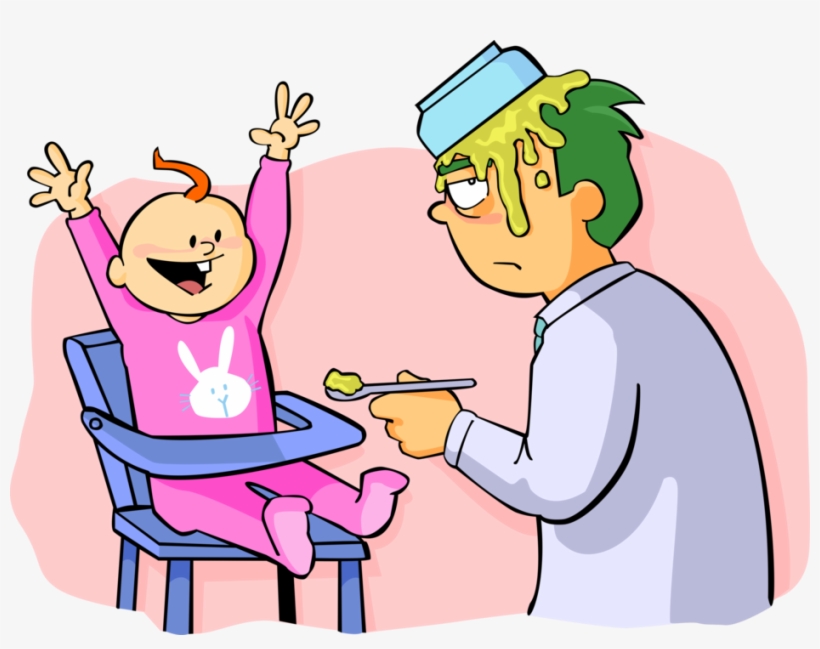 Vector Illustration Of Stay Home Dad Gets No Respect - Feeding A Baby Clipart, transparent png