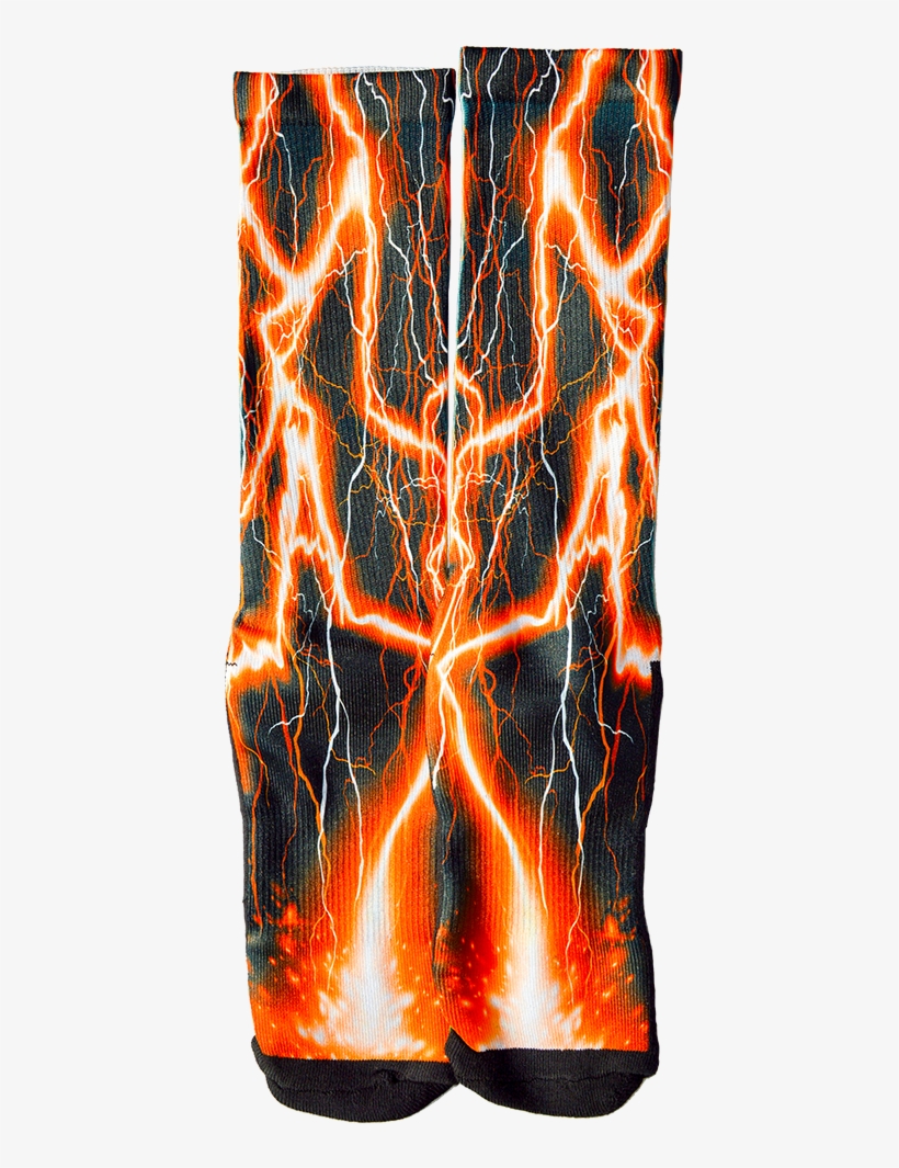 Orange Lightning Crew Socks - Sock, transparent png