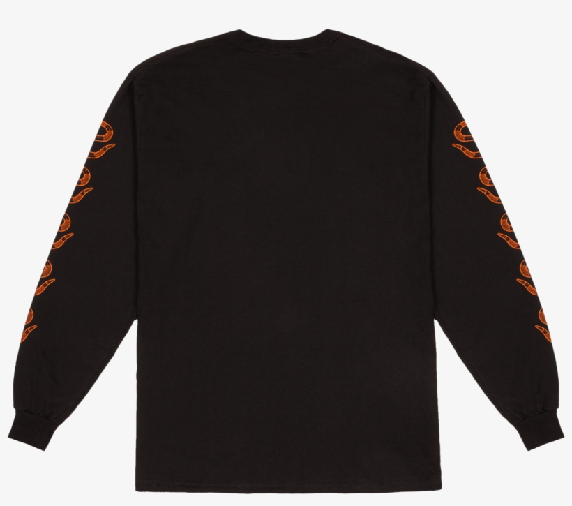 Long Sleeved Black T Shirt Black Orange Printed - Black And Orange T Shirt, transparent png