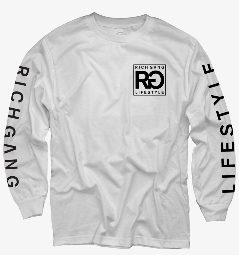 Rich Gang Life Style White Long Sleeve T-shirt - Rich Gang T Shirt, transparent png
