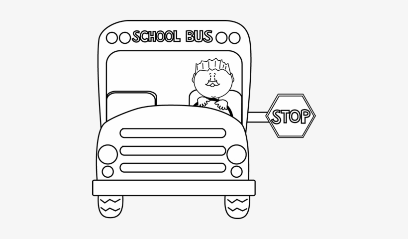Black And White Stopped School Bus School Bus Stop Clipart Black