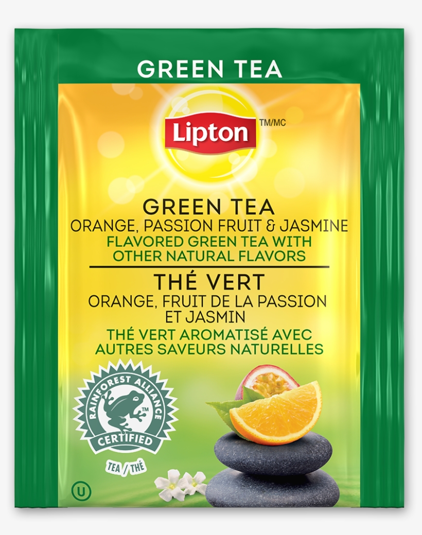 Lipton Green Tea With Orange, Passionfruit, And Jasmine - Rainforest Alliance, transparent png