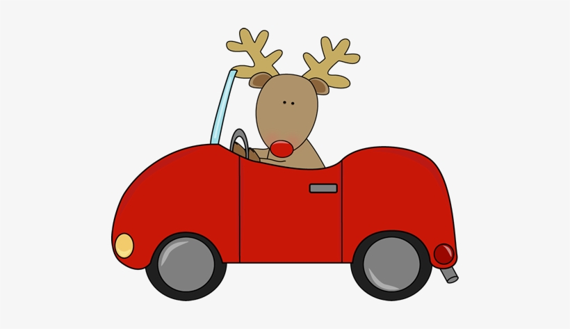 Reindeer Clipart School - Reindeer Driving A Car, transparent png