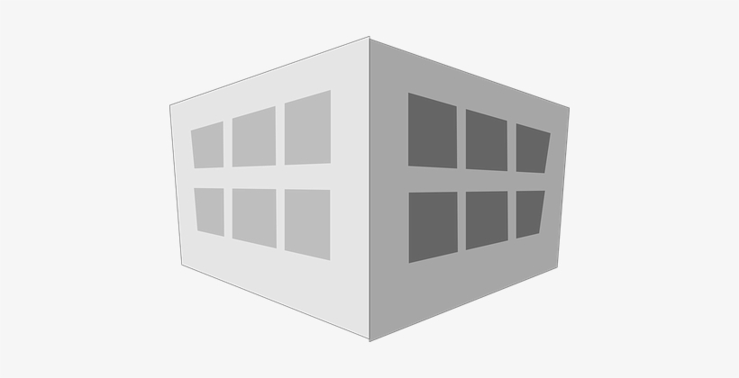 Box Building Office Grey Silver Windows Ar - Building Clipart, transparent png