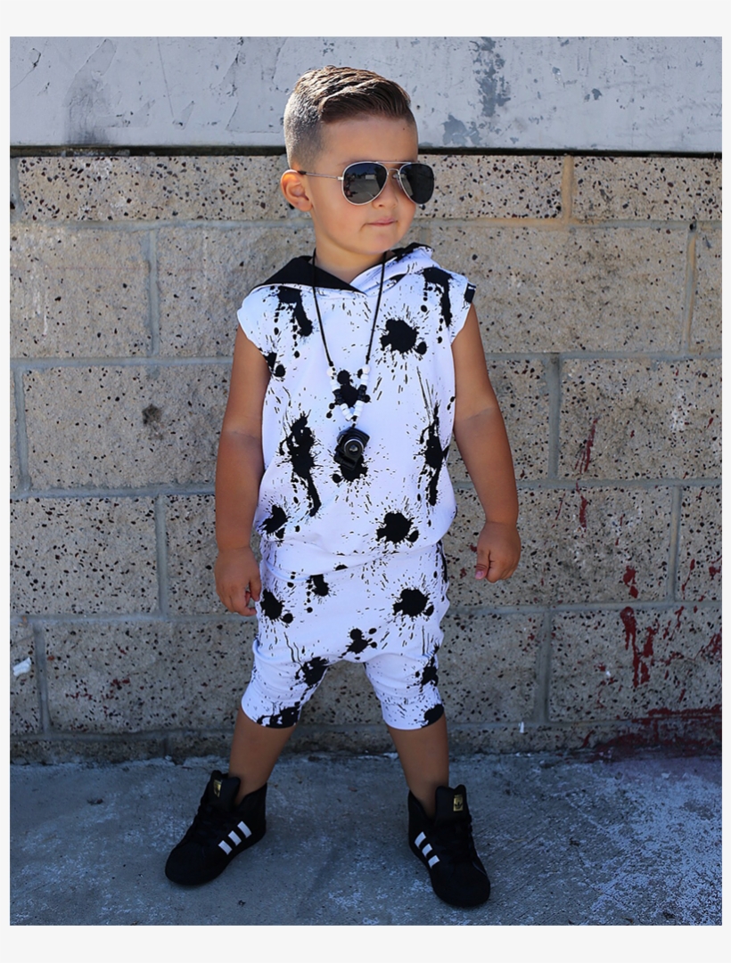 White & Black Splash Sleeveless Hoodie - Hoodie, transparent png
