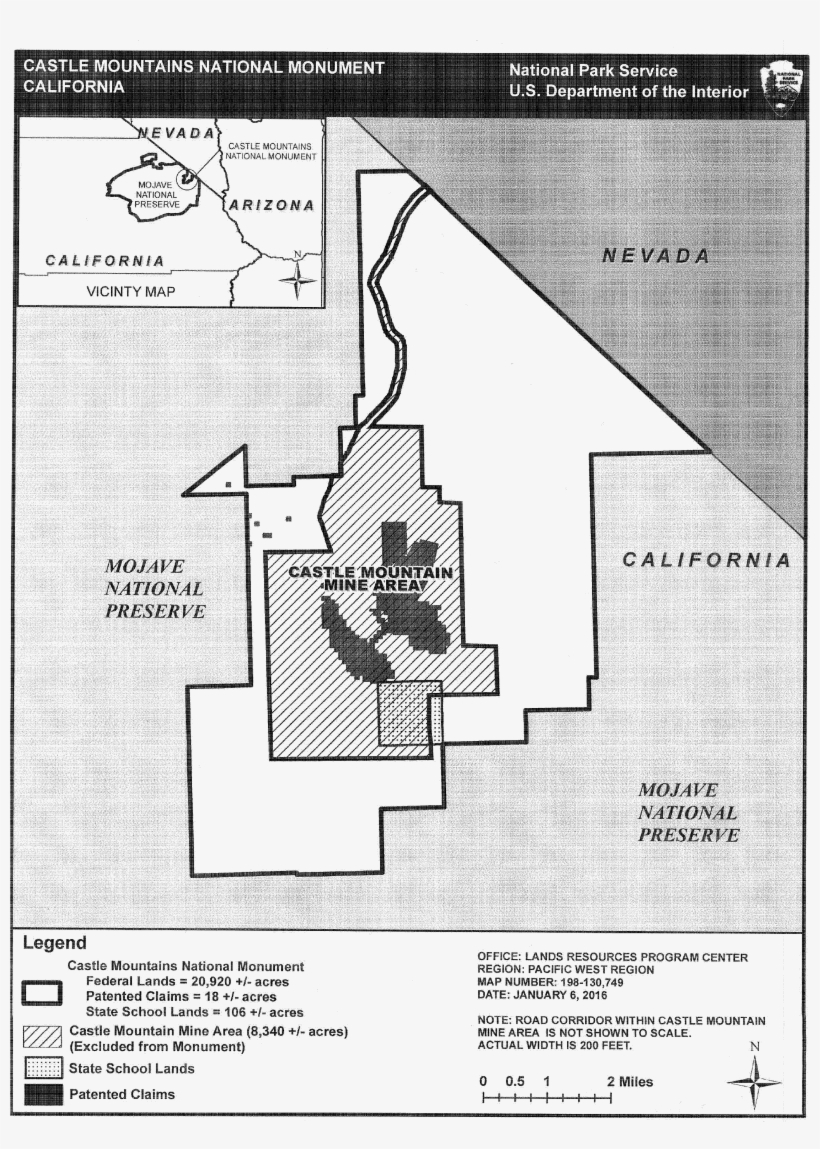Start Printed Page Castle Mountains National Monument Map 3683x5000