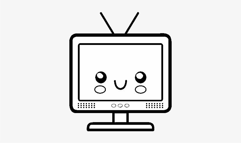 Television With Antenna Coloring Page - Dibujo De La Television, transparent png