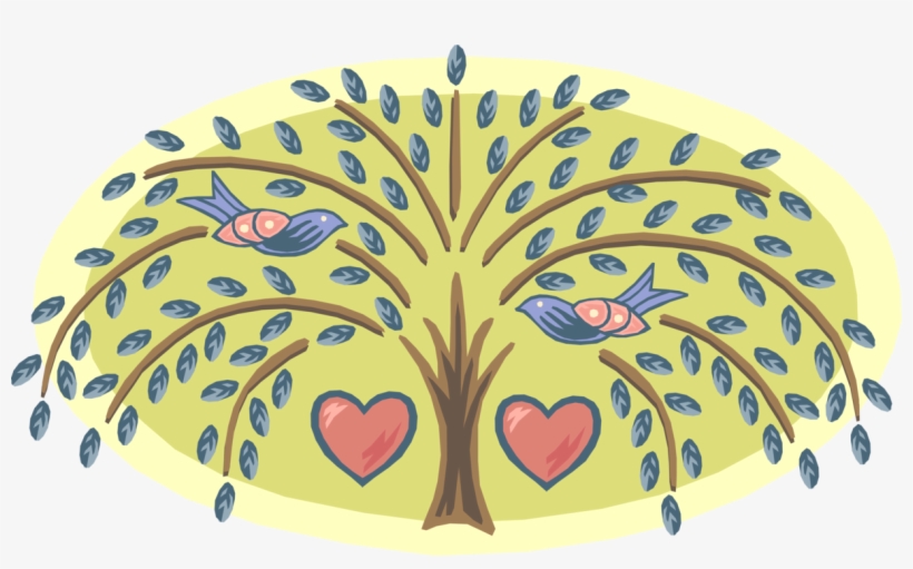 Vector Illustration Of Love Bird Animals In Tree With - Circle, transparent png