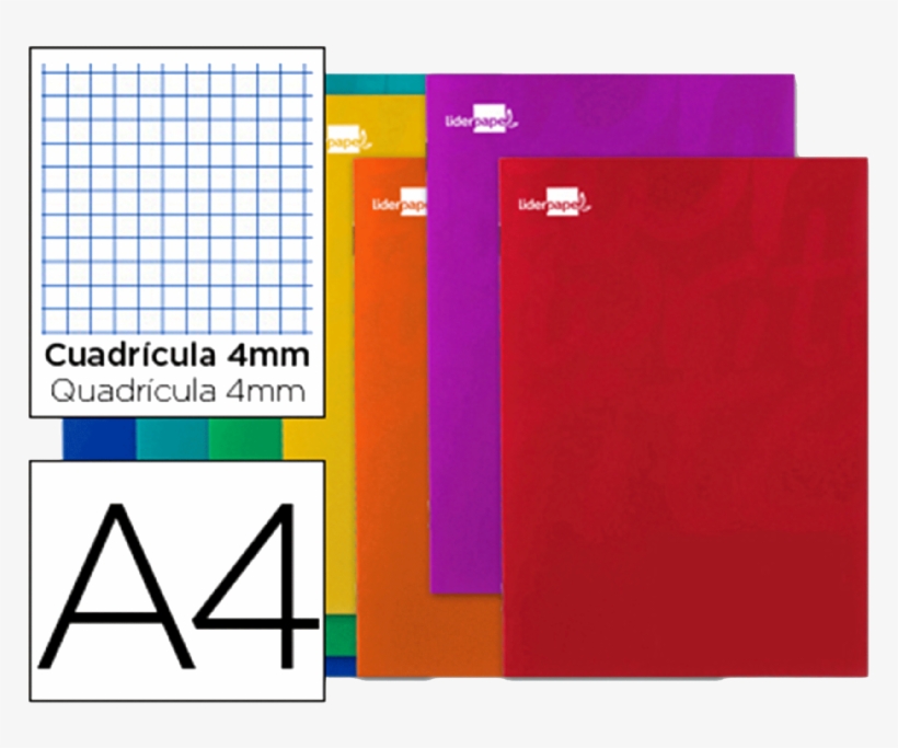 Libreta A4 Grapa Cuadricula 4 Mm 80 Hojas - Hojas De Carpetas A Cuadro, transparent png