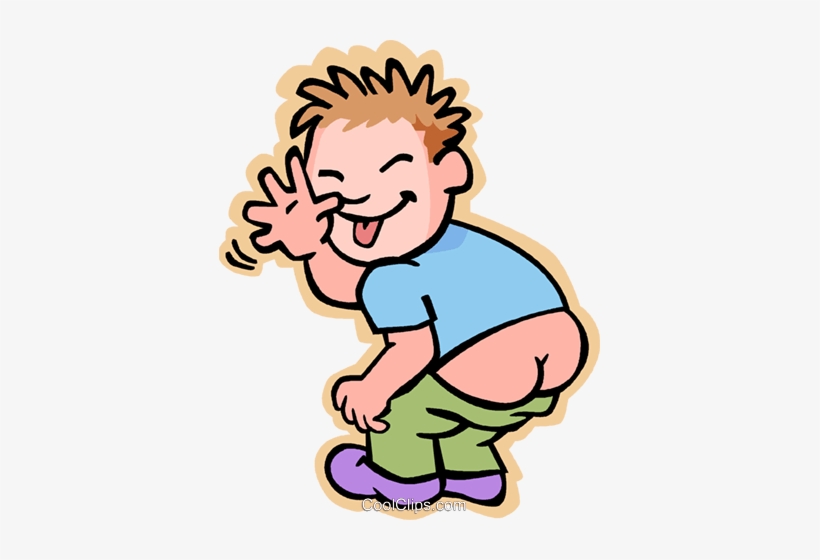 Boy With Pants Down Royalty Free Vector Clip Art Illustration - Cartoon