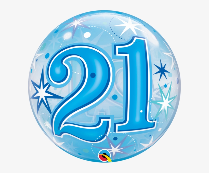 21 Blue Sparkle Starburst Bubble Balloon - Pink Birthday Balloons, transparent png