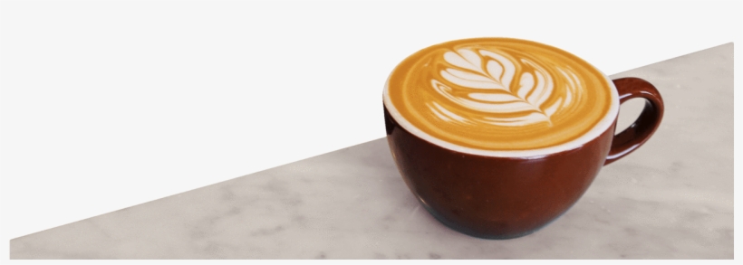 Cup Of Coffee With Foam Leaf Design Sitting On Counter - Coffee, transparent png