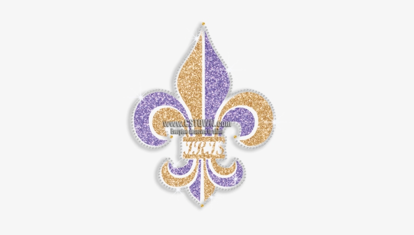 Gold & Purple Iris Fleur De Lis Iron-on Glitter Transfer - Irises, transparent png