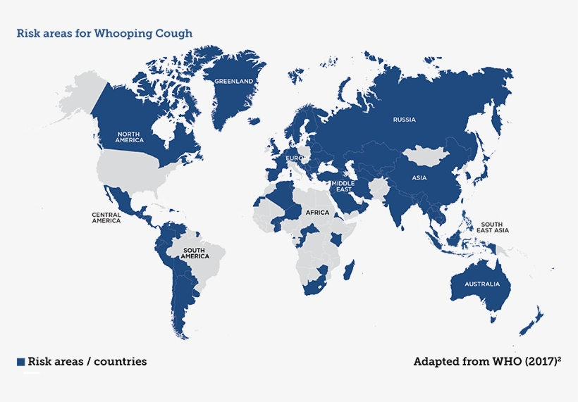 Disease Risk Map - Countries Affected By Whooping Cough, transparent png