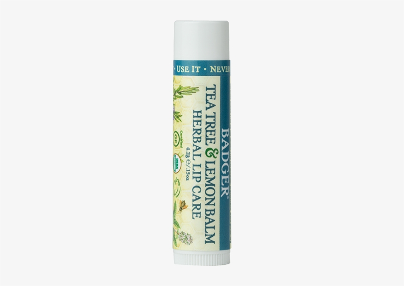Herbal Lip Care With Tea Tree And Lemon Balm - Badger - Certified Organic Herbal Lip Balm Stick Tea, transparent png