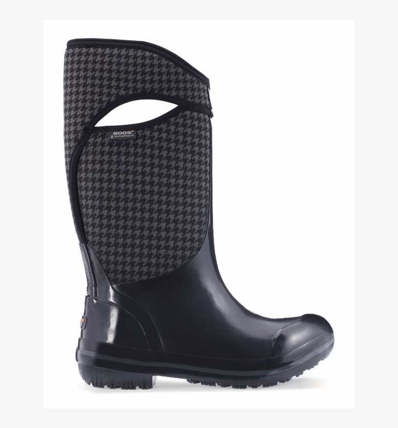 Bogs Plimsoll Houndstooth Tall Black Houndstooth - Bogs Plimsoll Houndstooth Boot, transparent png