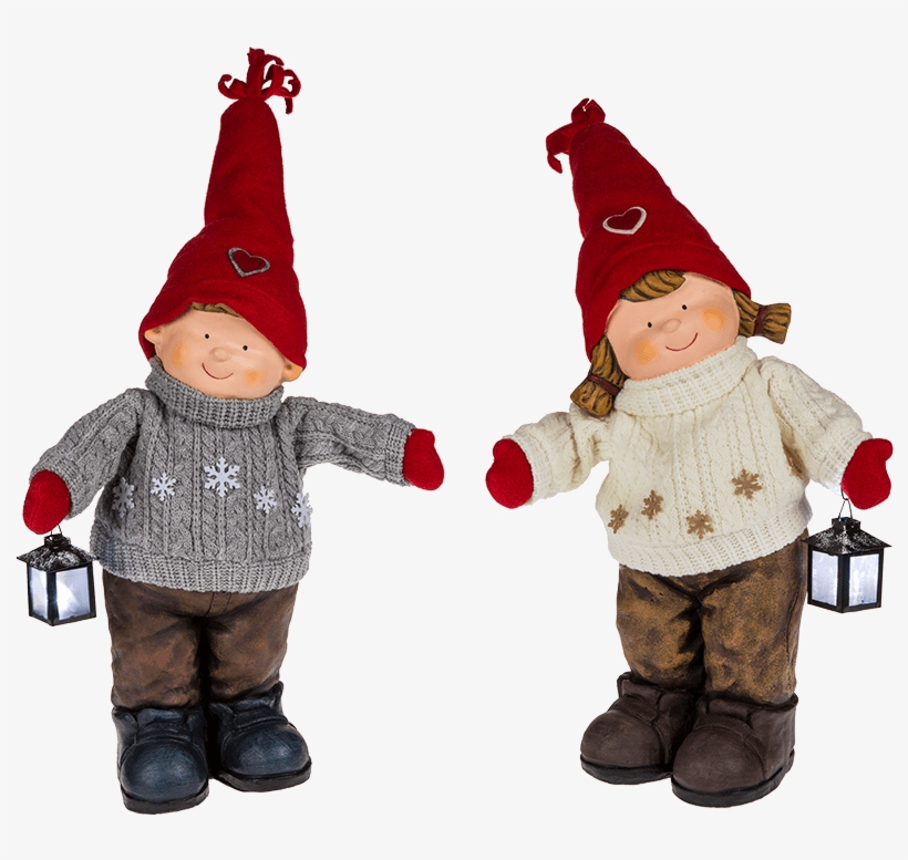 Chico & Chica Navideño/-a De Cerámica Con Gorro De - Flashlight, transparent png