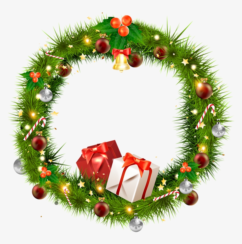 Clipart Navidad Png - Png Christmas Wreath With Transparent Background, transparent png