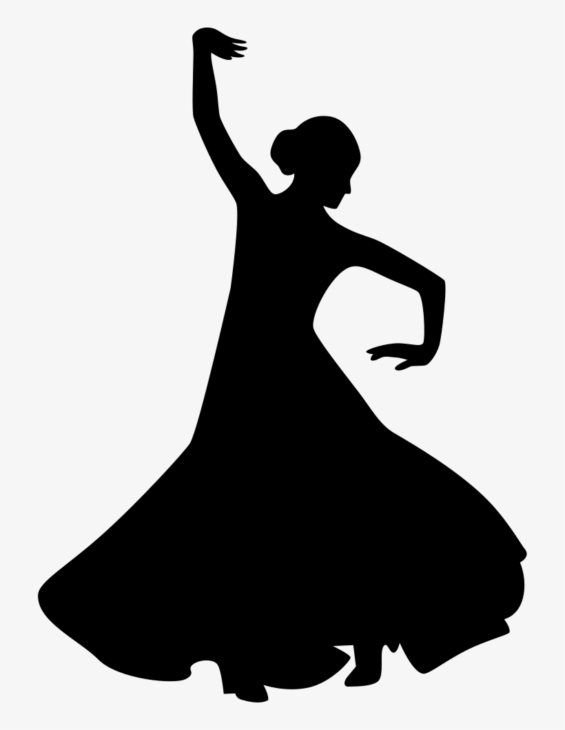 Flamenco Female Dancer Silhouette With Raised Right - Flamenco Silhouette, transparent png