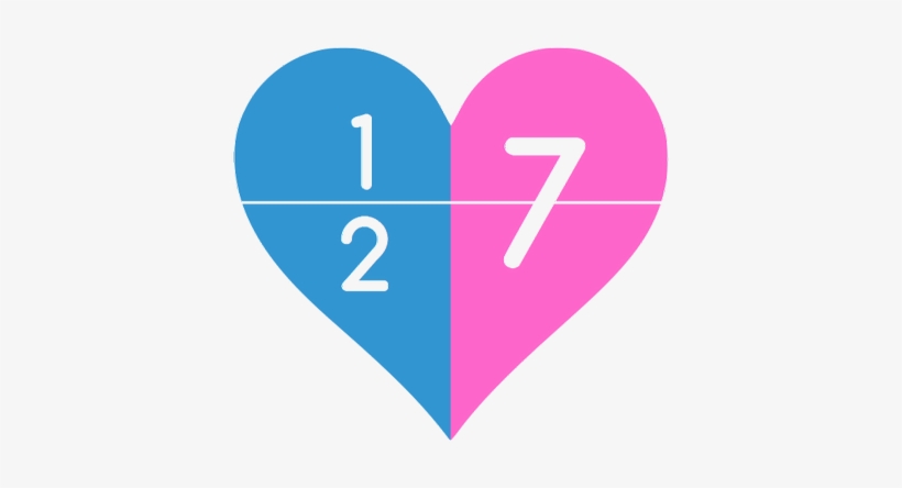 One Half Plus Seven - Half Pink Half Blue Heart, transparent png