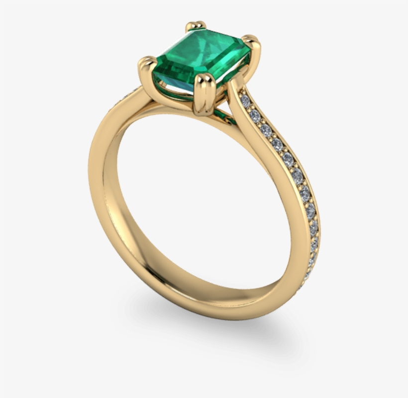 Emerald And Diamond Vintage Style Ring - New Style Gold Ring, transparent png