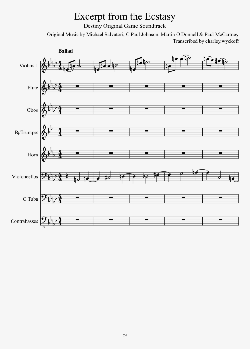 Excerpt From The Ecstasy Sheet Music Composed By Original - Halloween Sheet Music String, transparent png