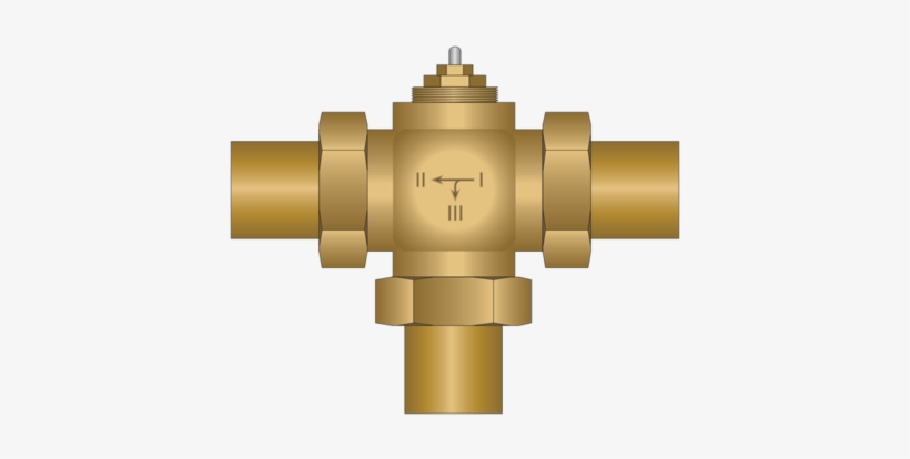 1" × 3-way Mixing/diverting Valve - Cross, transparent png