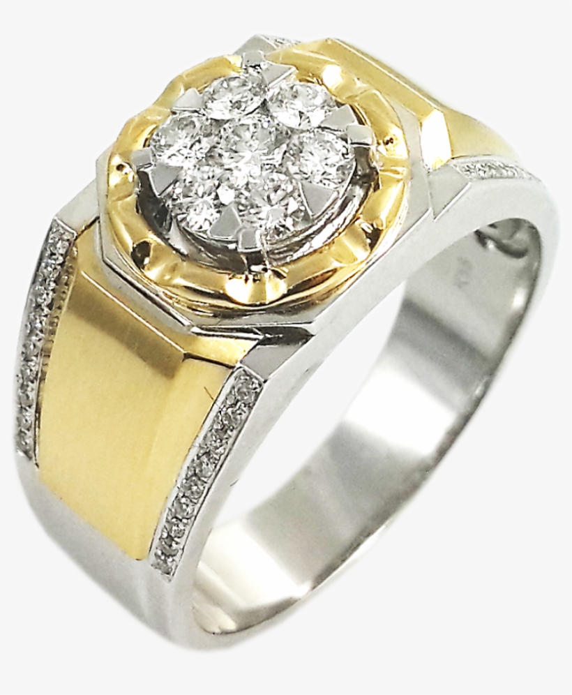 Anillo Con Diamantes Blancos En Oro Amarillo Y Blanco - Anillo De Oro Png, transparent png