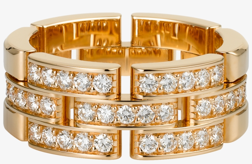 Maillon Panthère Ring, 3 Half Diamond-paved Rowspink - Maillon Panthere Ring, 3 Half Diamond-paved Rows, transparent png