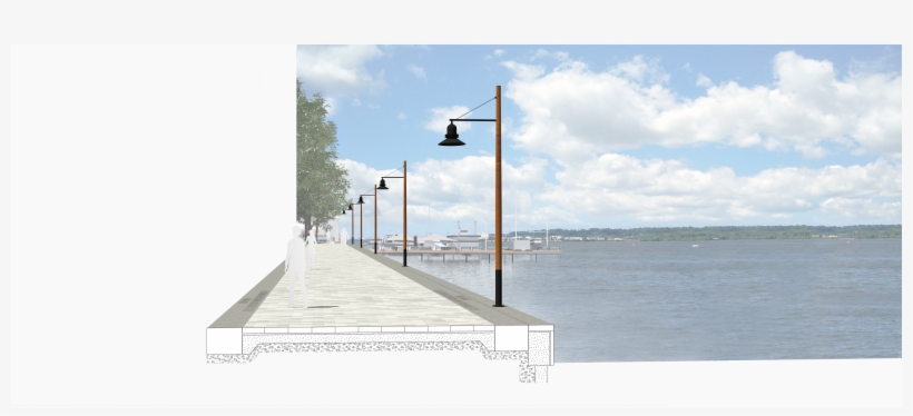 Single Arm Version Along Promenade - Pedestrian Pole Design Waterfront, transparent png