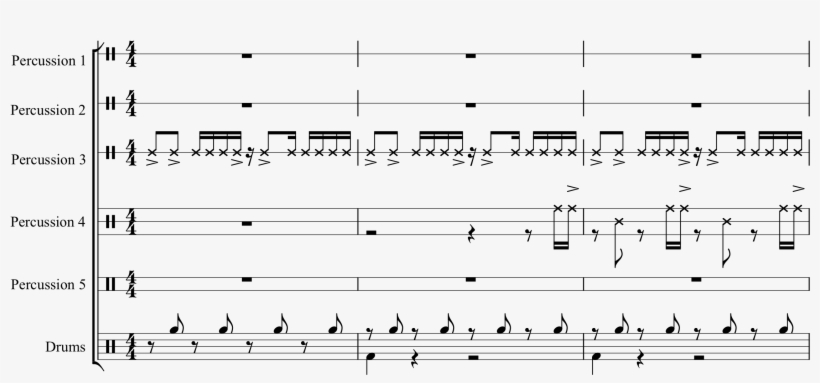 Drumsets With Less Than Five Lines - Sheet Music, transparent png