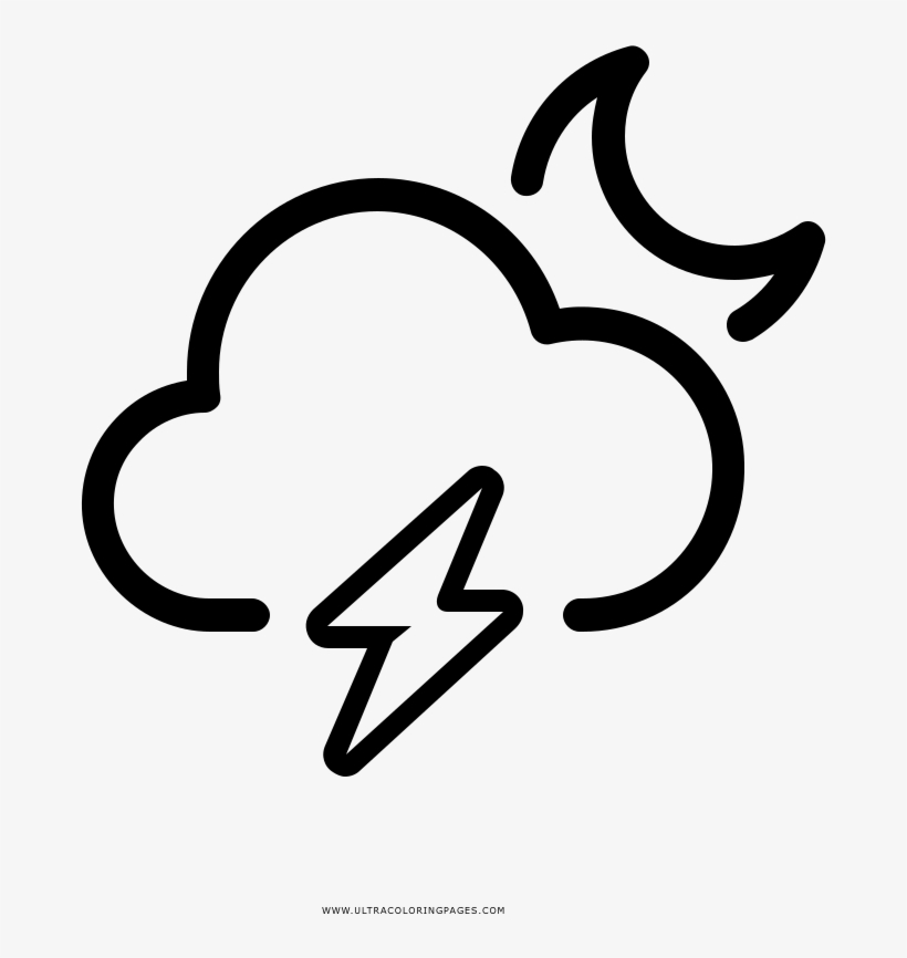 Night Lightning Cloud Coloring Page - Cloud, transparent png