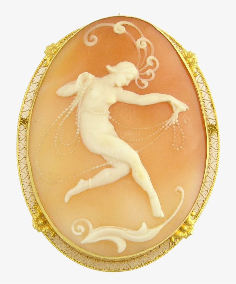 Art Deco Nude Dancer With Pearls Cameo In A 14k Gold - Long Jump, transparent png