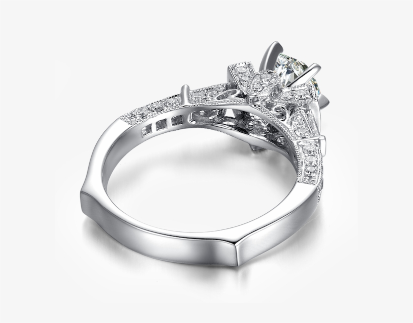 5 Carat V-frame Filigree Micropavé Vintage Ed Grade - 復古 鑽戒, transparent png