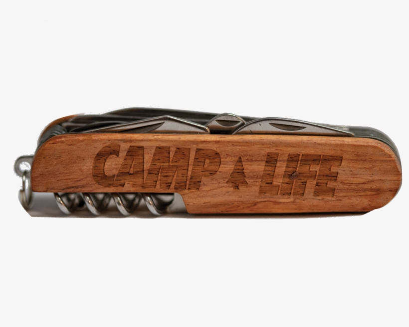 "camp Life" 13-function Wood Swiss Army Knife - Swiss Army Knife, transparent png