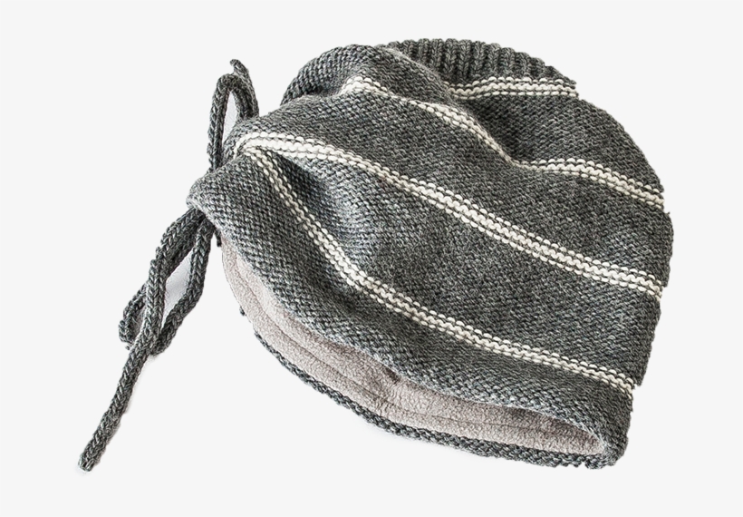 White Stripe Pouch Charcoal Beanie - Charcoal, transparent png