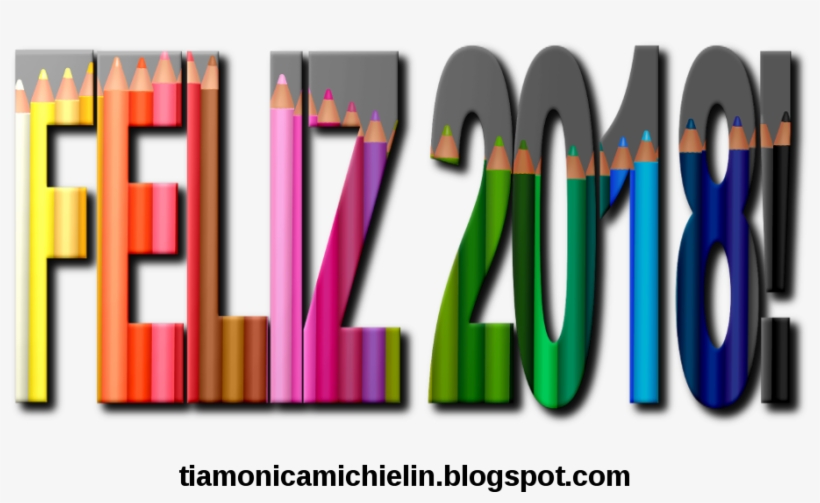 Feliz 2018 Lápis Coloridos Em Png E Jpg - Graphic Design, transparent png