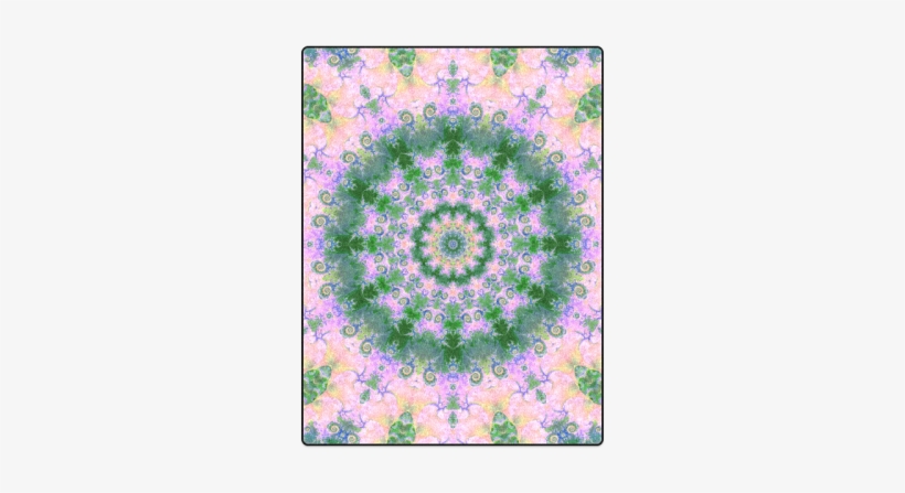Rose Pink Green Explosion Of Flowers Mandala Blanket - Symbol, transparent png