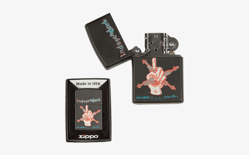 Independent My Name Is Gonzales Matte Black Zippo Lighter, transparent png