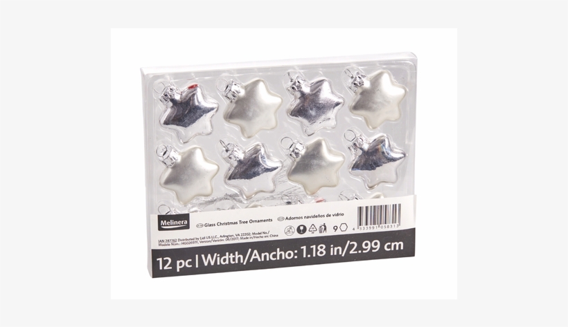 Glass Christmas Tree Ornaments, Silver/white Stars - Christmas Tree, transparent png
