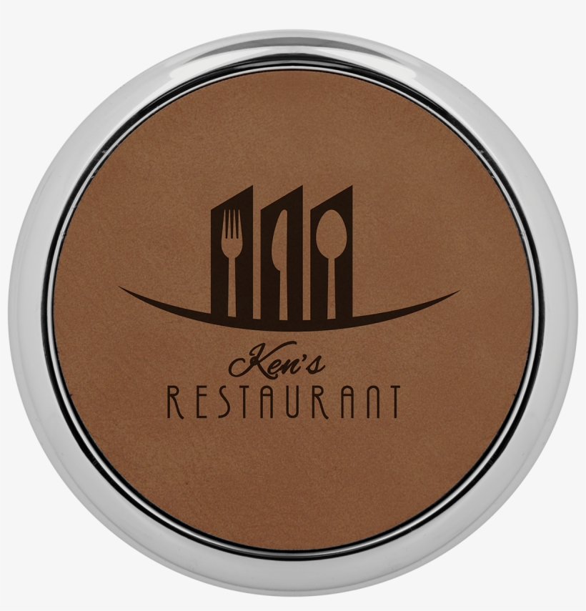 Round Dark Brown Leatherette Coaster With Silver Edge - 3 5/8 Leatherette Coaster Set With Silver Trim Single, transparent png